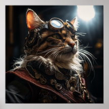 Steampunkkatze in Uniform Retro