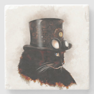 Steampunkkatze Steinuntersetzer