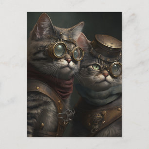 Steampunkkatzen Postkarte