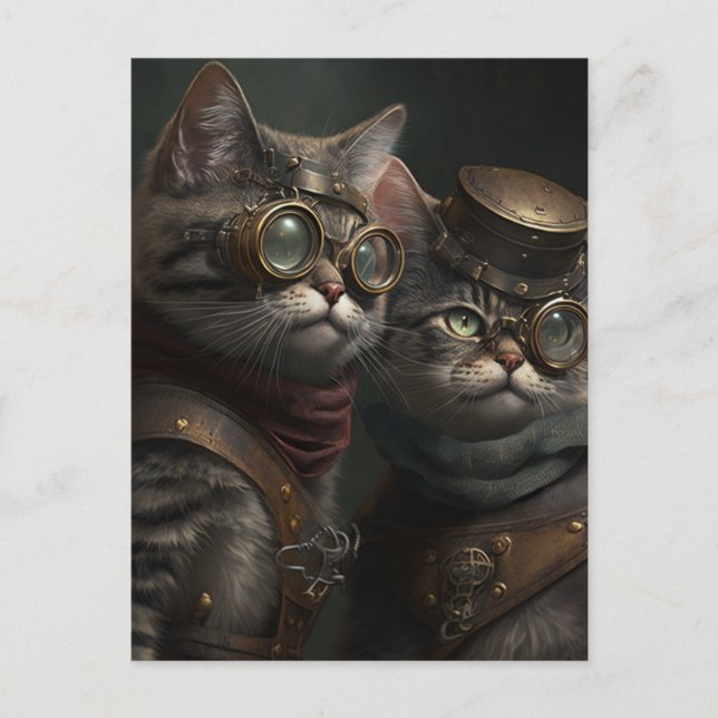 Steampunkkatzen Postkarte (Vorderseite)