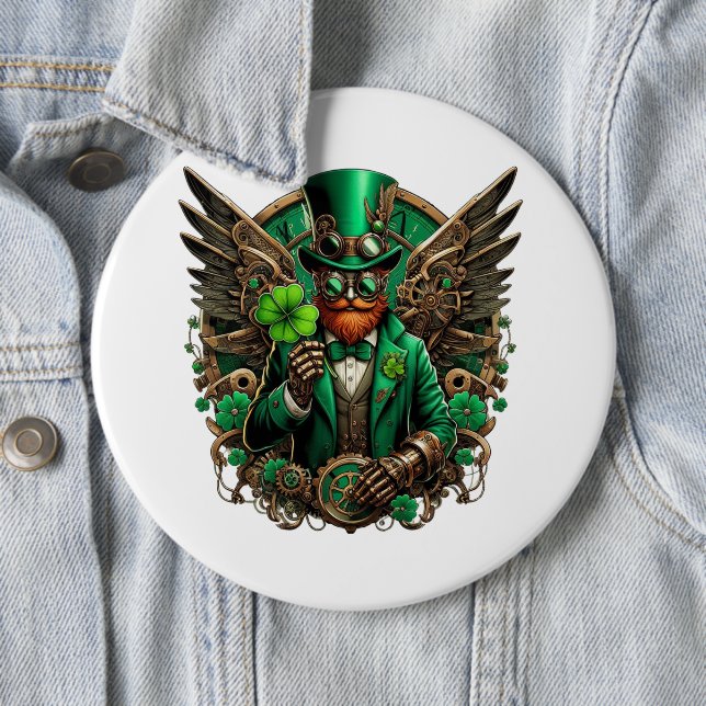 Steampunkklee am St. Patrick's Day Button (Beispiel)