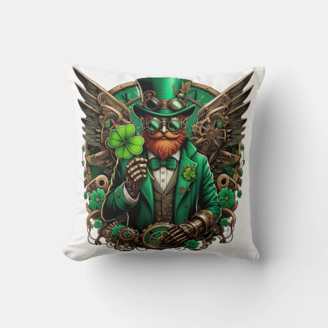Steampunkklee am St. Patrick's Day Kissen (Vorderseite)