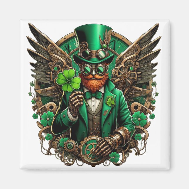 Steampunkklee am St. Patrick's Day Magnet (Vorne)