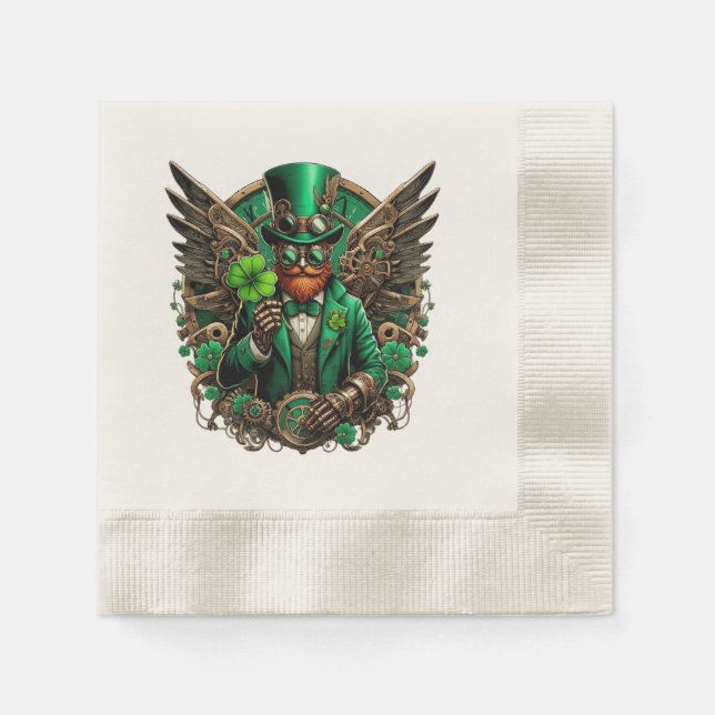 Steampunkklee am St. Patrick's Day Serviette (Vorderseite)