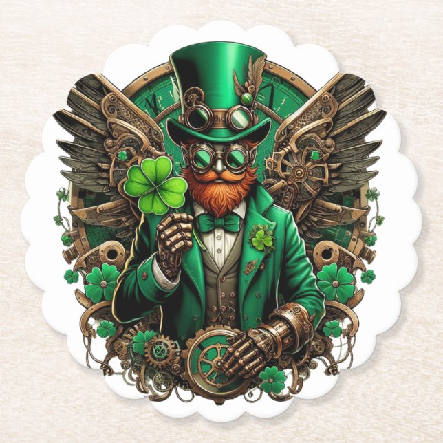 Steampunkklee am St. Patrick's Day Untersetzer (Vorderseite)