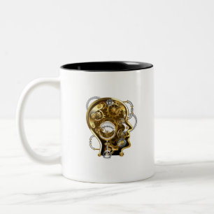 Steampunkopf mit Manometer Zweifarbige Tasse