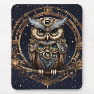 Steampunkowl gegen den Sternenhimmel Mousepad