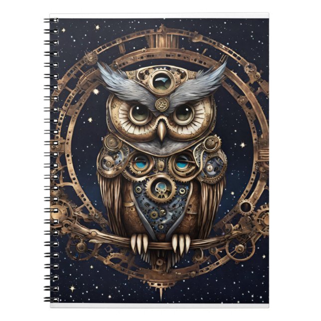 Steampunkowl gegen den Sternenhimmel Notizblock (Vorderseite)