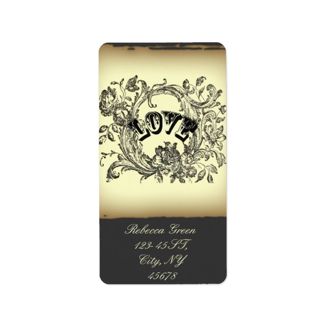 Steampunkpastellgelb geblüht Wirbel viktorianisch Adressaufkleber (Vorne)