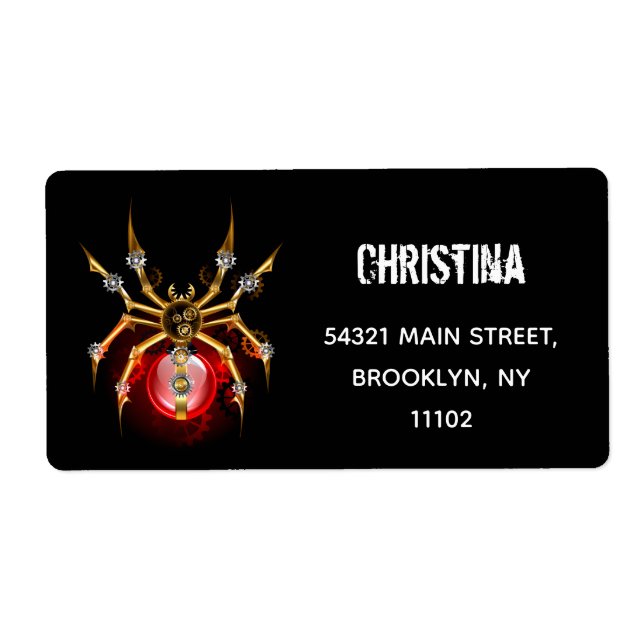 Steampunkspinne auf schwarz (Vorne)