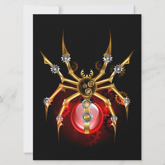 Steampunkspinne auf schwarz ankündigung (Vorderseite)