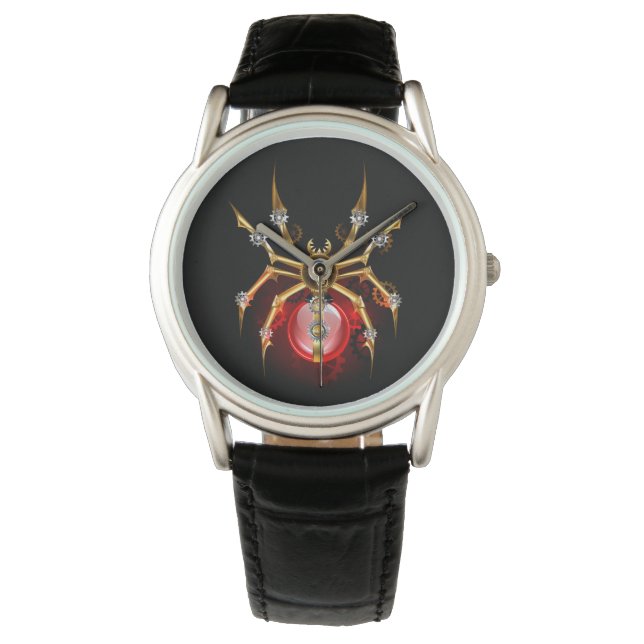 Steampunkspinne auf schwarz armbanduhr (Vorderseite)