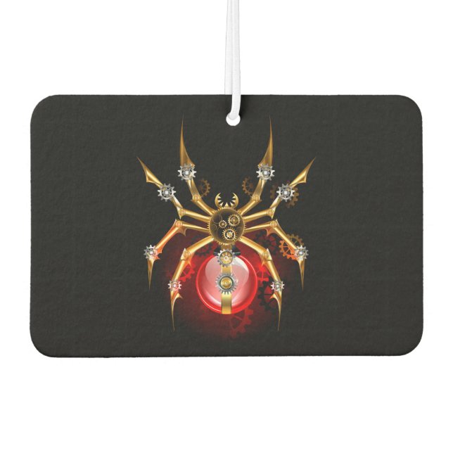 Steampunkspinne auf schwarz autolufterfrischer (Vorderseite)