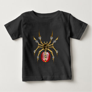 Steampunkspinne auf schwarz baby t-shirt
