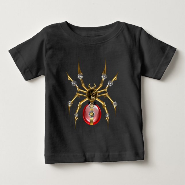 Steampunkspinne auf schwarz baby t-shirt (Vorderseite)