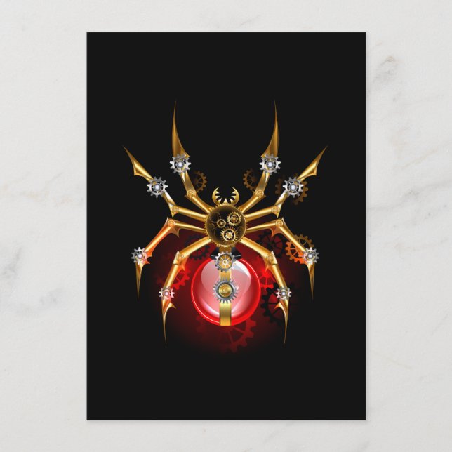 Steampunkspinne auf schwarz begleitkarte (Vorderseite)