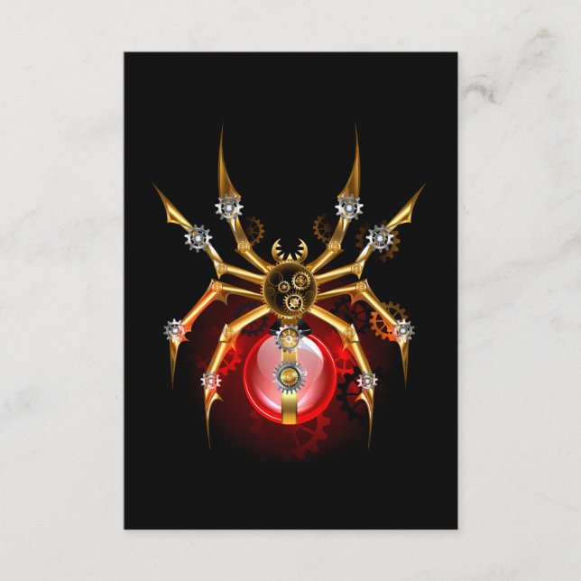 Steampunkspinne auf schwarz begleitkarte (Vorderseite)