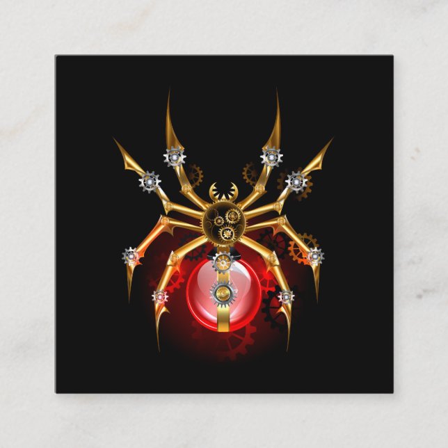 Steampunkspinne auf schwarz begleitkarte (Vorderseite)