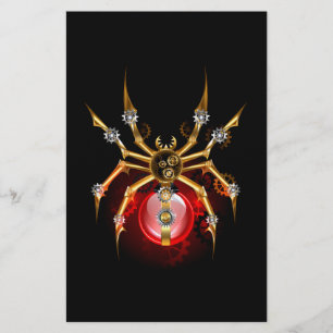 Steampunkspinne auf schwarz briefpapier