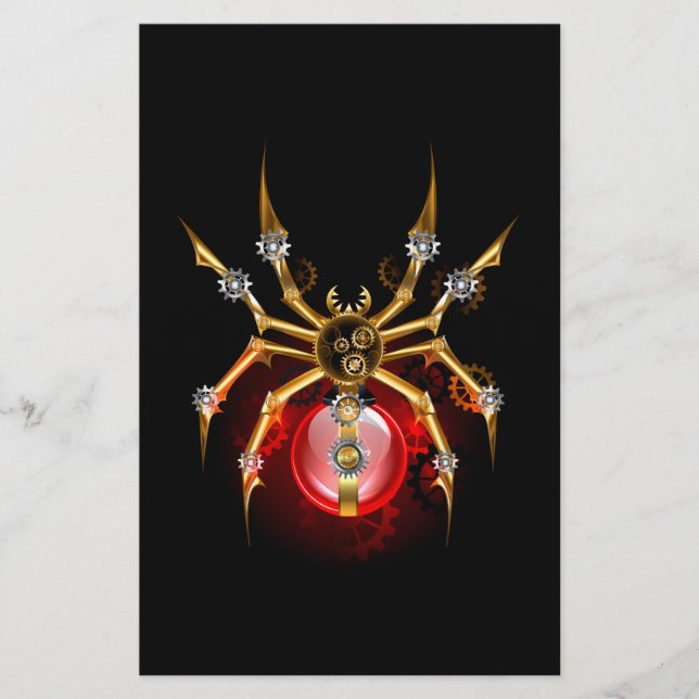 Steampunkspinne auf schwarz briefpapier (Vorderseite)