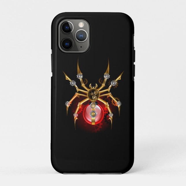 Steampunkspinne auf schwarz Case-Mate iPhone hülle (Rückseite)