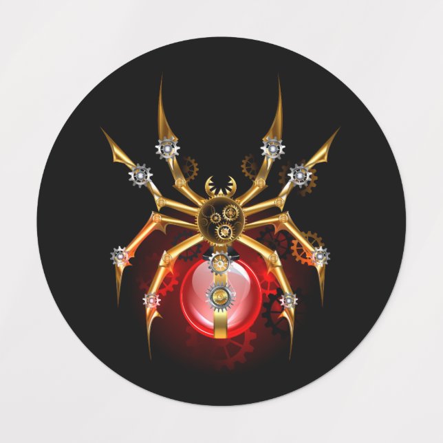 Steampunkspinne auf schwarz etiketten (Design 1)