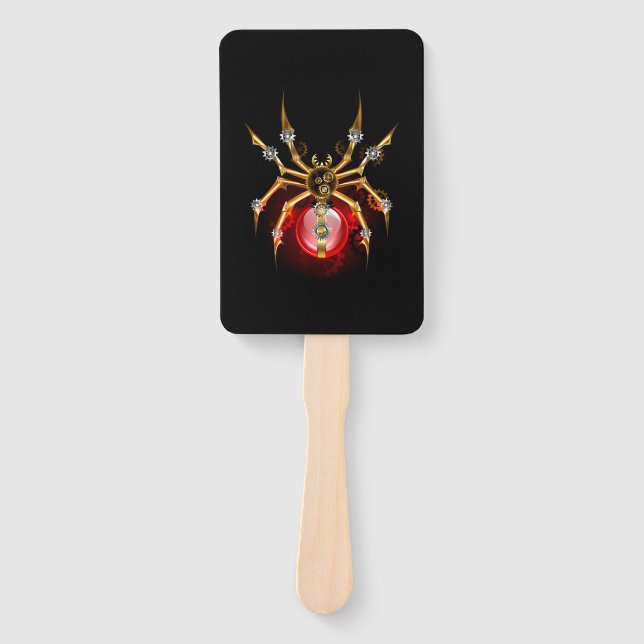 Steampunkspinne auf schwarz fächer (Vorderseite)