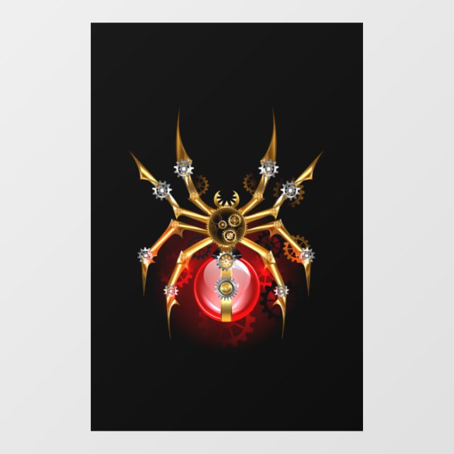 Steampunkspinne auf schwarz fensteraufkleber (Blatt)