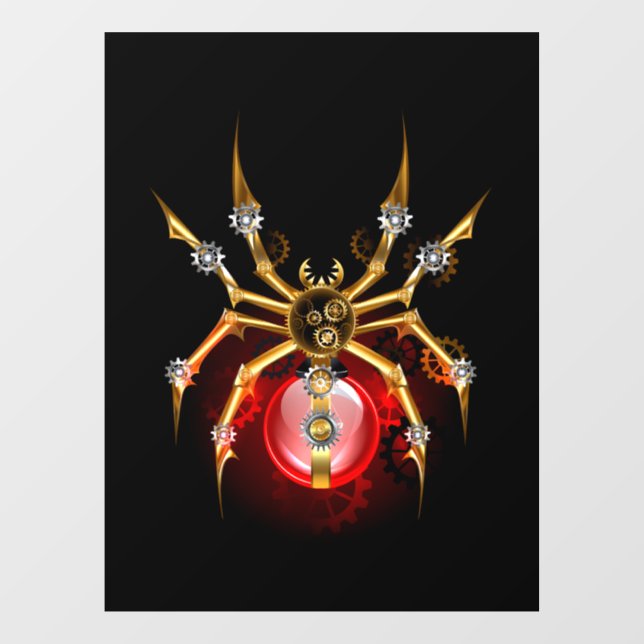 Steampunkspinne auf schwarz fensteraufkleber (Blatt)
