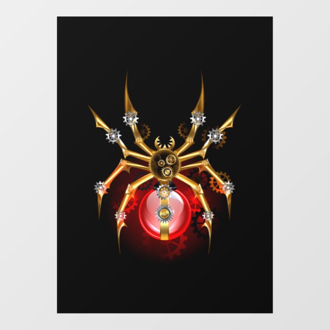 Steampunkspinne auf schwarz fensteraufkleber (Blatt)