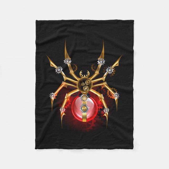 Steampunkspinne auf schwarz fleecedecke (Vorderseite)