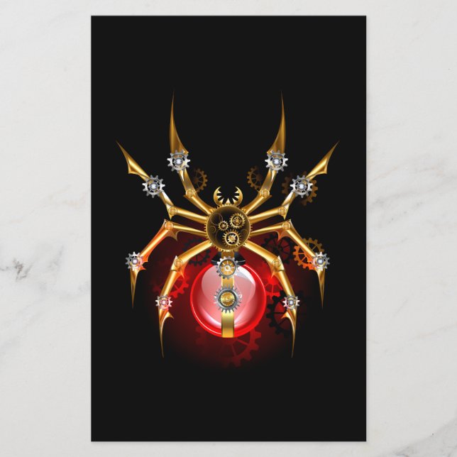 Steampunkspinne auf schwarz flyer (Vorne)