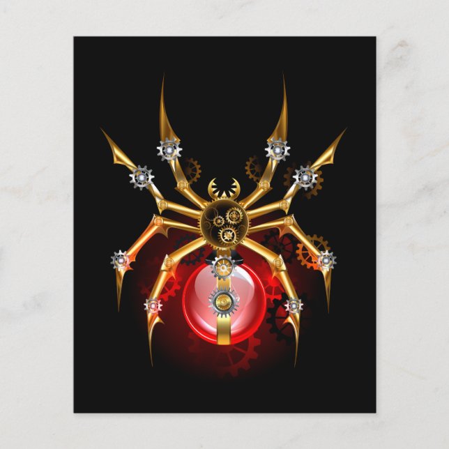 Steampunkspinne auf schwarz flyer (Vorne)