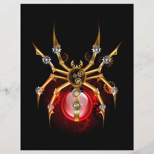 Steampunkspinne auf schwarz flyer (Vorne)