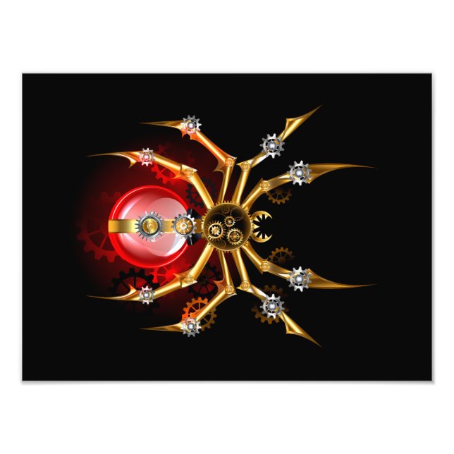 Steampunkspinne auf schwarz fotodruck (Vorne)
