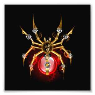 Steampunkspinne auf schwarz fotodruck