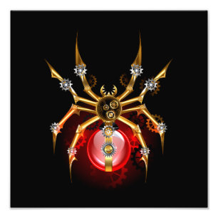 Steampunkspinne auf schwarz fotodruck