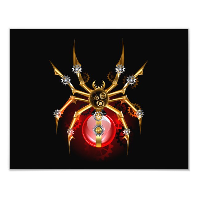 Steampunkspinne auf schwarz fotodruck (Vorne)