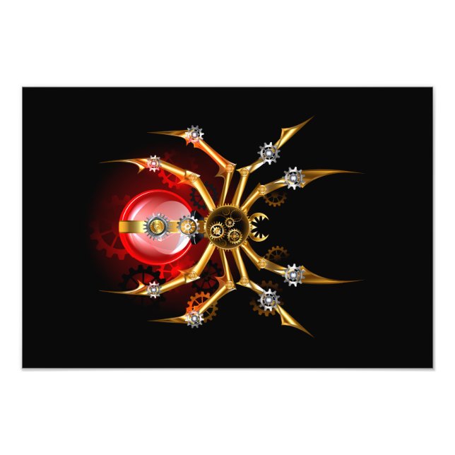 Steampunkspinne auf schwarz fotodruck (Vorne)