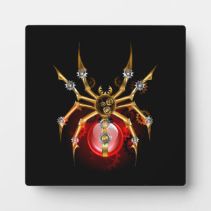 Steampunkspinne auf schwarz fotoplatte