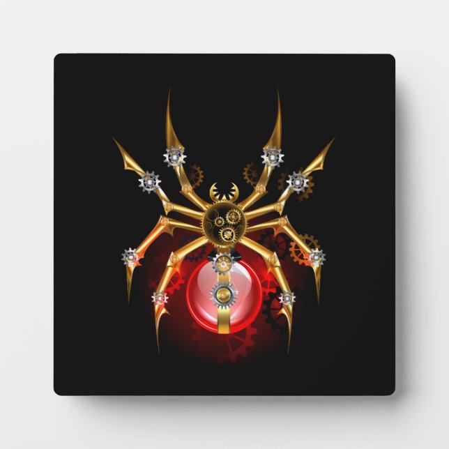 Steampunkspinne auf schwarz fotoplatte (Vorderseite)