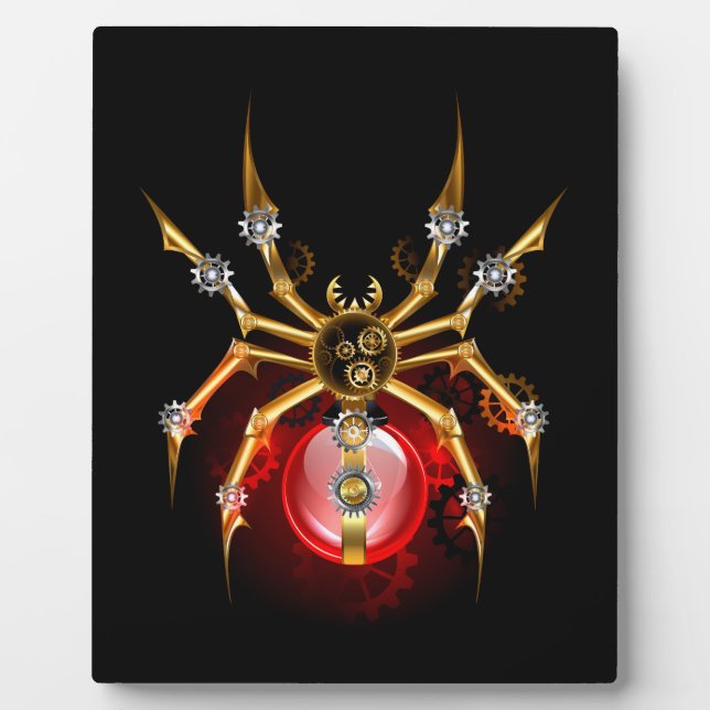 Steampunkspinne auf schwarz fotoplatte (Vorderseite)