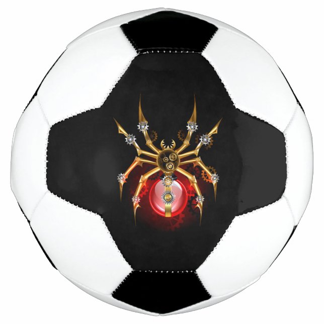Steampunkspinne auf schwarz fußball (Vorderseite)