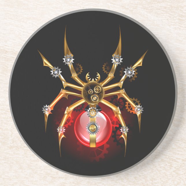 Steampunkspinne auf schwarz getränkeuntersetzer (Vorne)