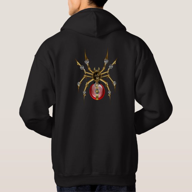 Steampunkspinne auf schwarz hoodie (Rückseite)