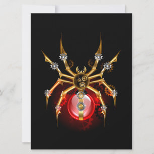 Steampunkspinne auf schwarz karte