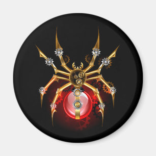 Steampunkspinne auf schwarz magnet