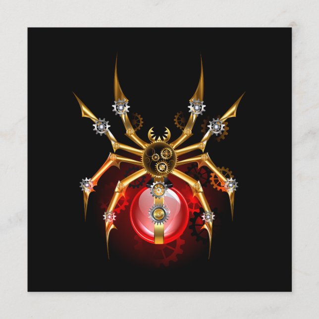 Steampunkspinne auf schwarz menükarte (Vorderseite)