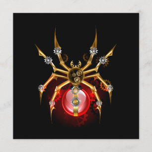 Steampunkspinne auf schwarz menükarte