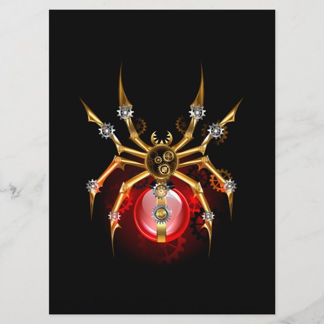 Steampunkspinne auf schwarz menükarte (Vorderseite)